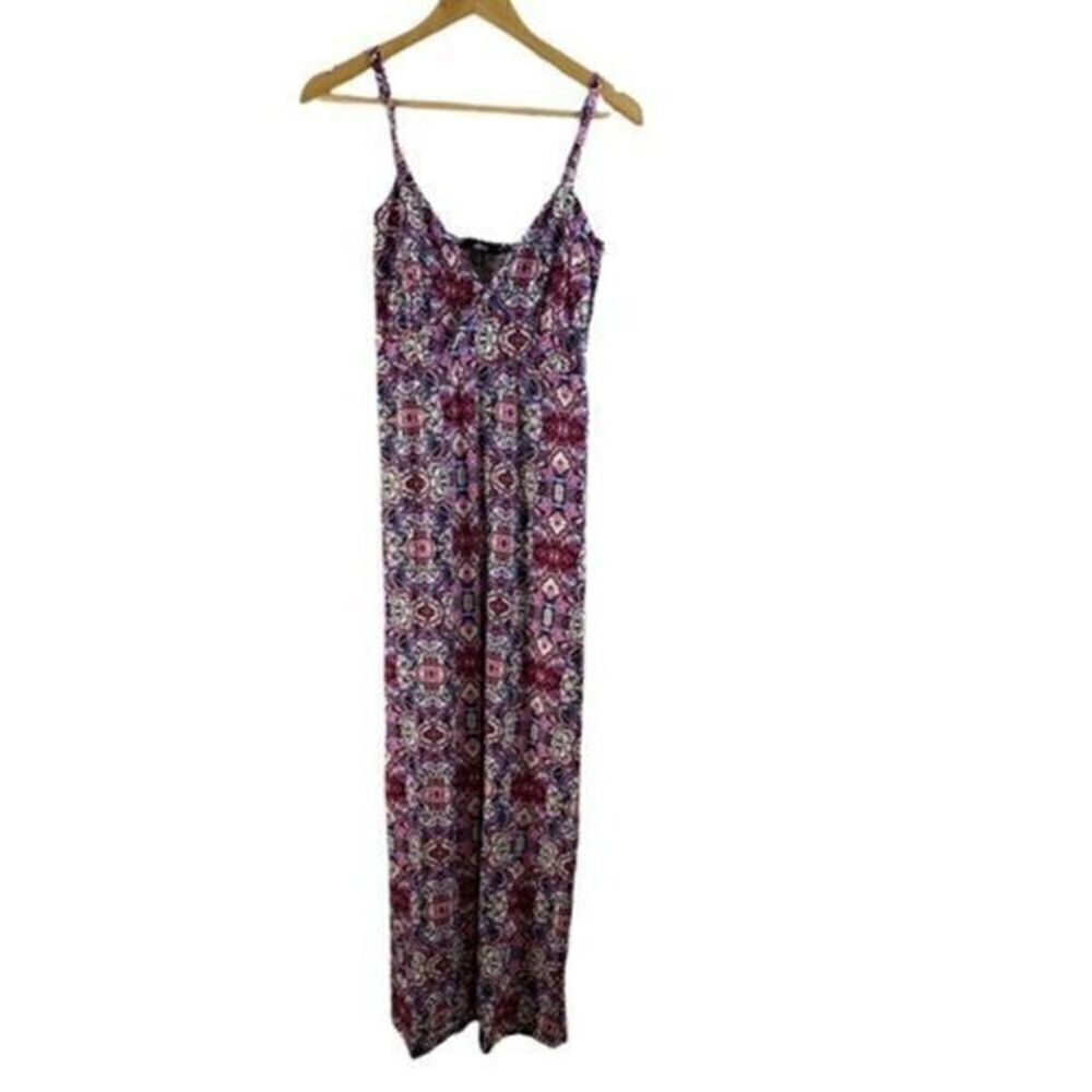 Ellos Spaghetti Strap Halter Style Sundress Pink Floral Paisley Print Small NWT